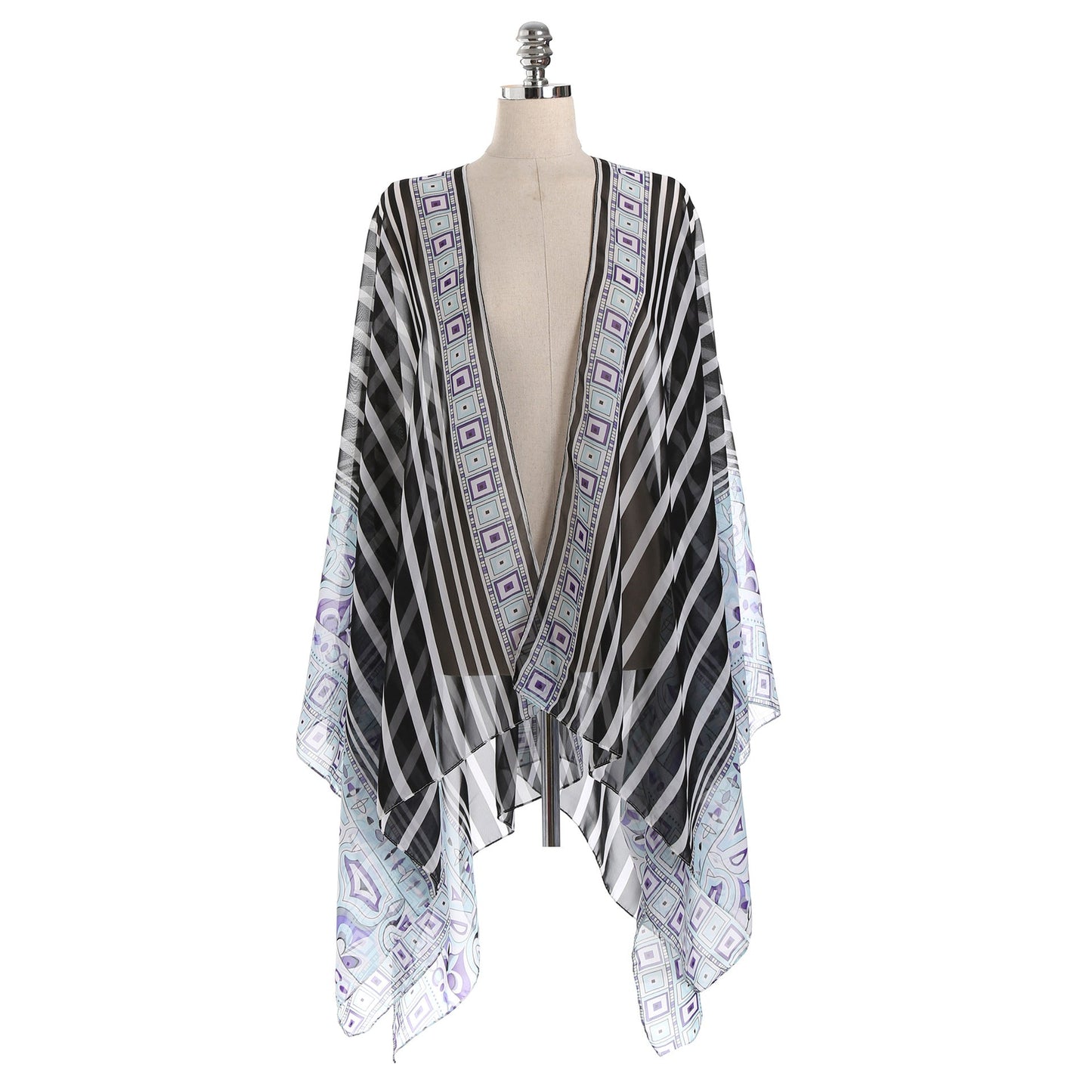 Beach Cover Up Chiffon Striped Positioning Beach Sun Protection Cardigan Vacation Clothes