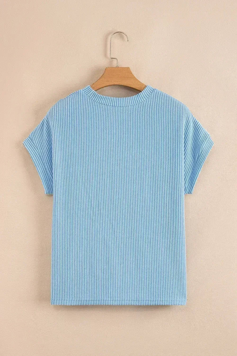 Pink Corded Colorblock Pocket Crew Neck T Shirt