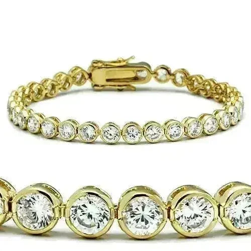 47202 Gold Brass Bracelet – AAA Clear CZ Tennis Bracelet