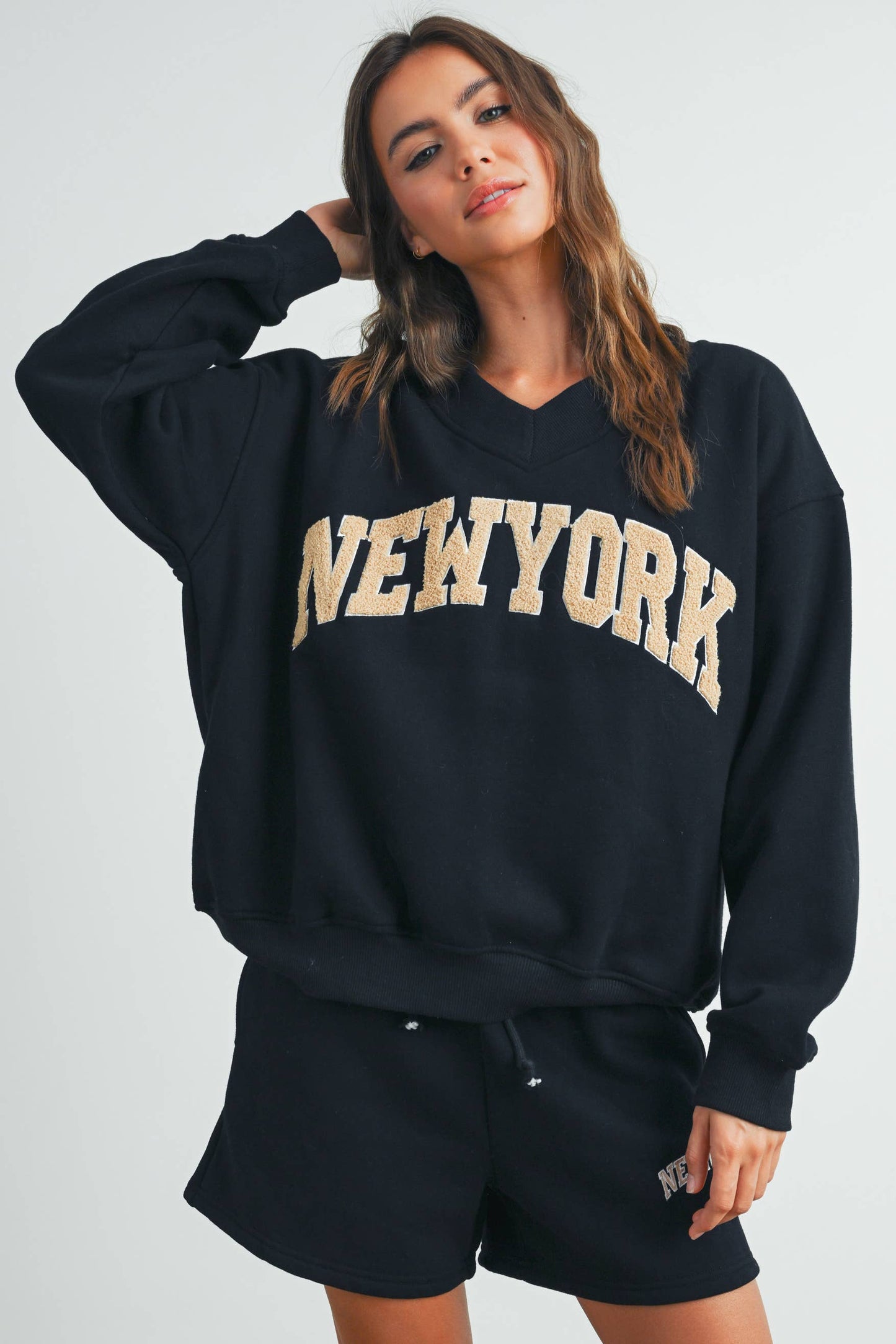 Sweat-shirt col V New York