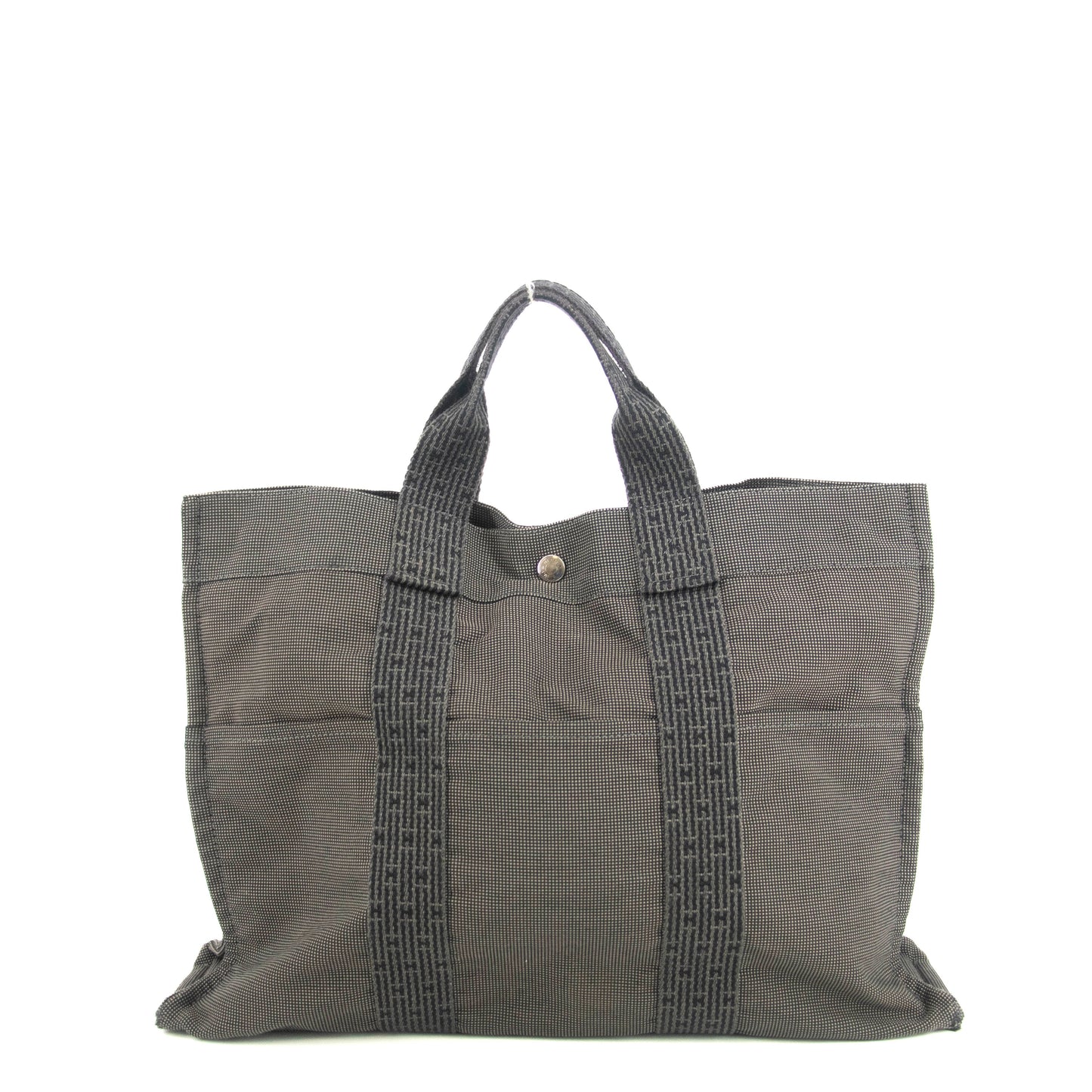 Hermes Herline MM Grey Canvas Tote Bag #4781