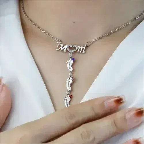 Mother's Day MOM Foot Personalized Necklace