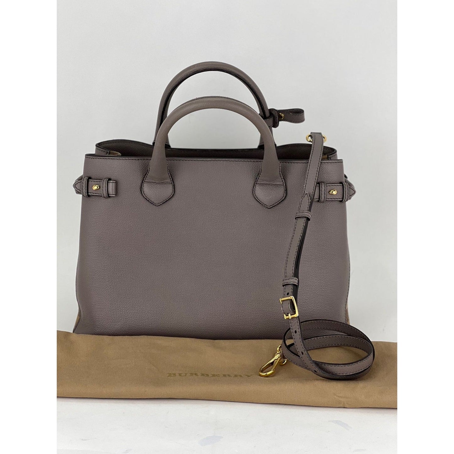 Burberry Banner House Check Leather Canvas Medium Hand Shoulder Bag