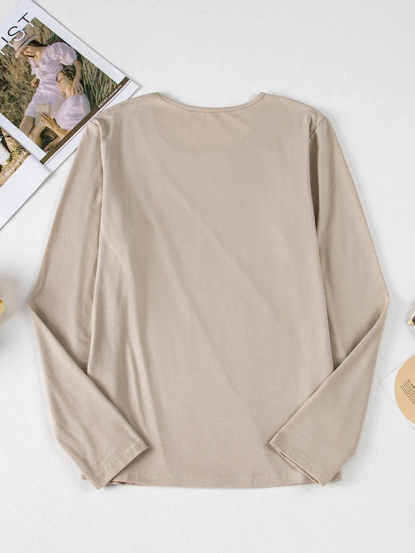 Asymmetric Seam Detail Long Sleeve Top for Women Casual