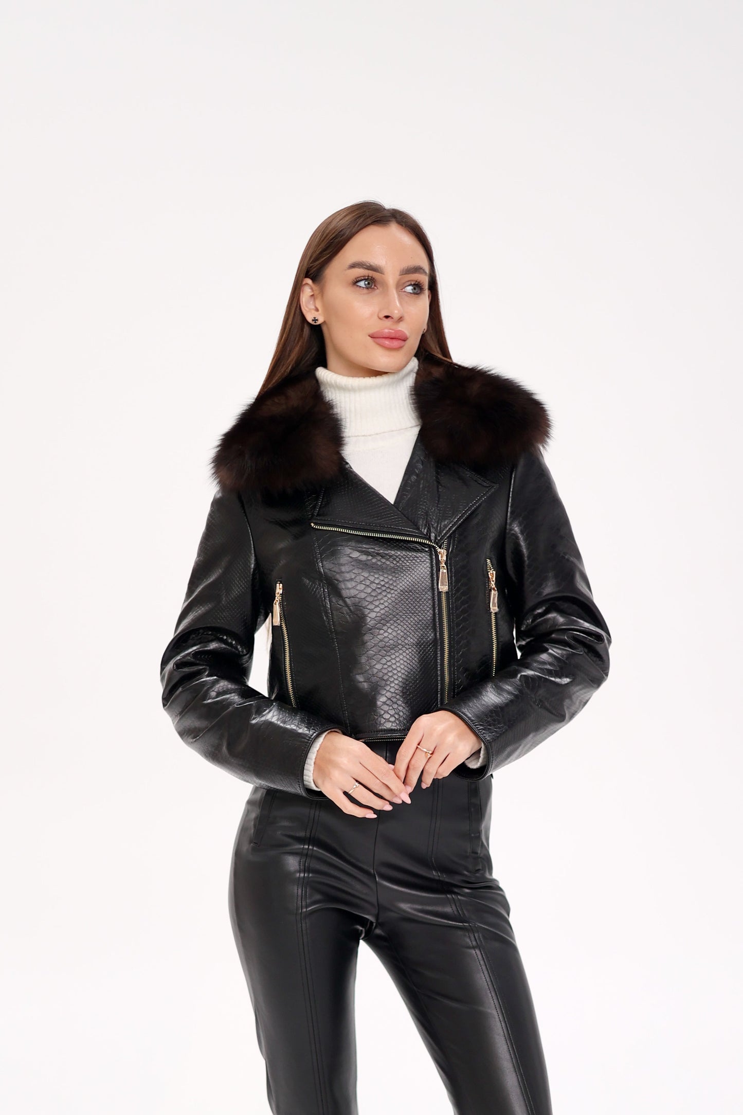 Genuine Polar Fox Real Leather Transformer Jacket