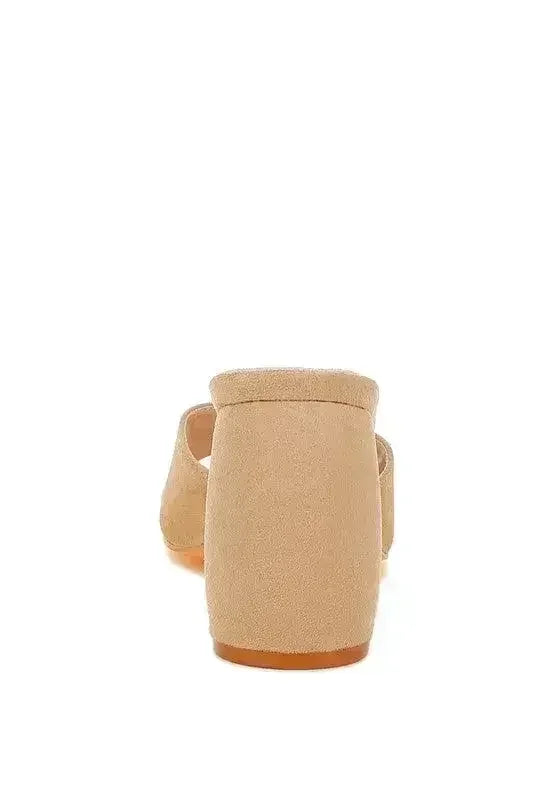 Micro Suede Block Heel Sandals - 3" Walkable Slip-Ons - Office to Outing