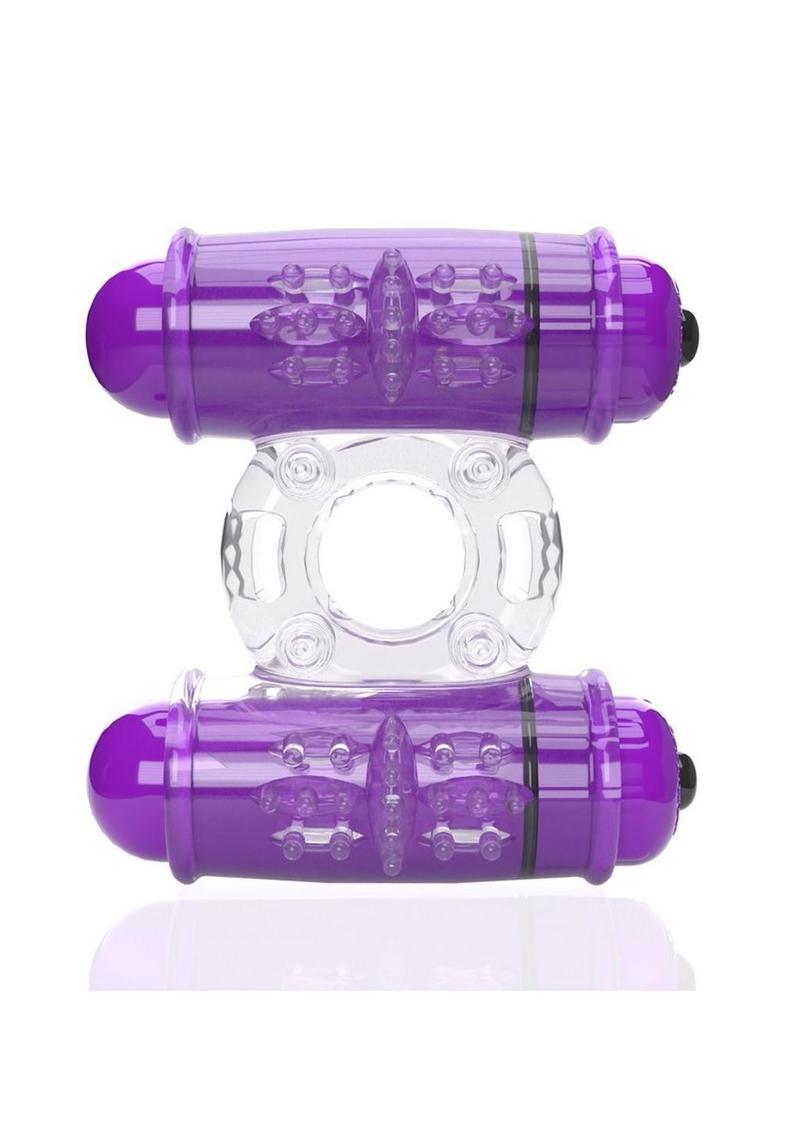 4B Double Wammy Rechargeable Silicone Dual Vibrating Couples Cock Ring