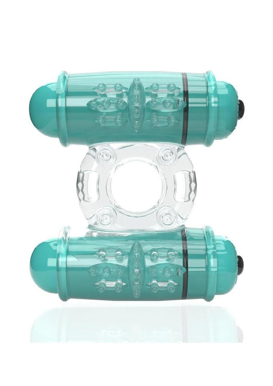 4B Double Wammy Rechargeable Silicone Dual Vibrating Couples Cock Ring