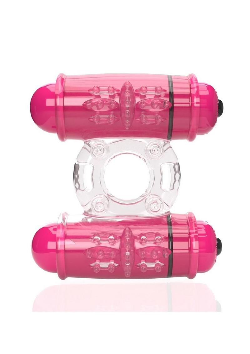 4B Double Wammy Rechargeable Silicone Dual Vibrating Couples Cock Ring