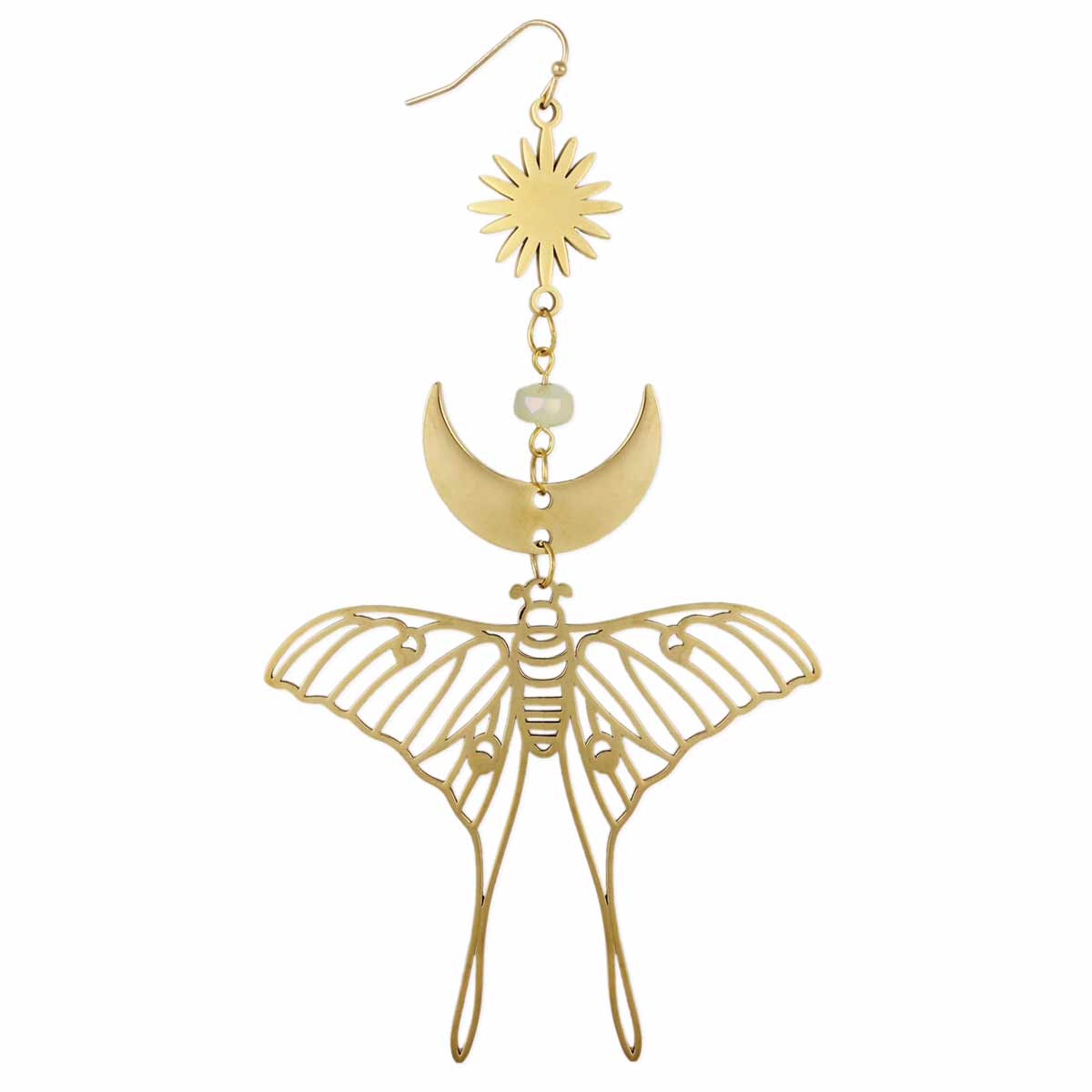 Celestial Luna Moth Oversized Gold Earrings