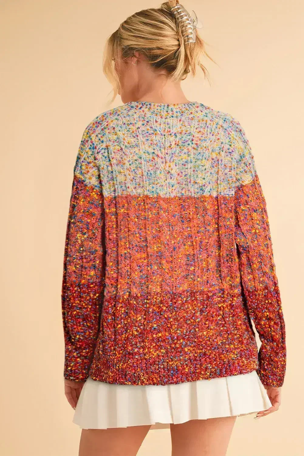 Multicolor Colorblock Confetti Knit Sweater