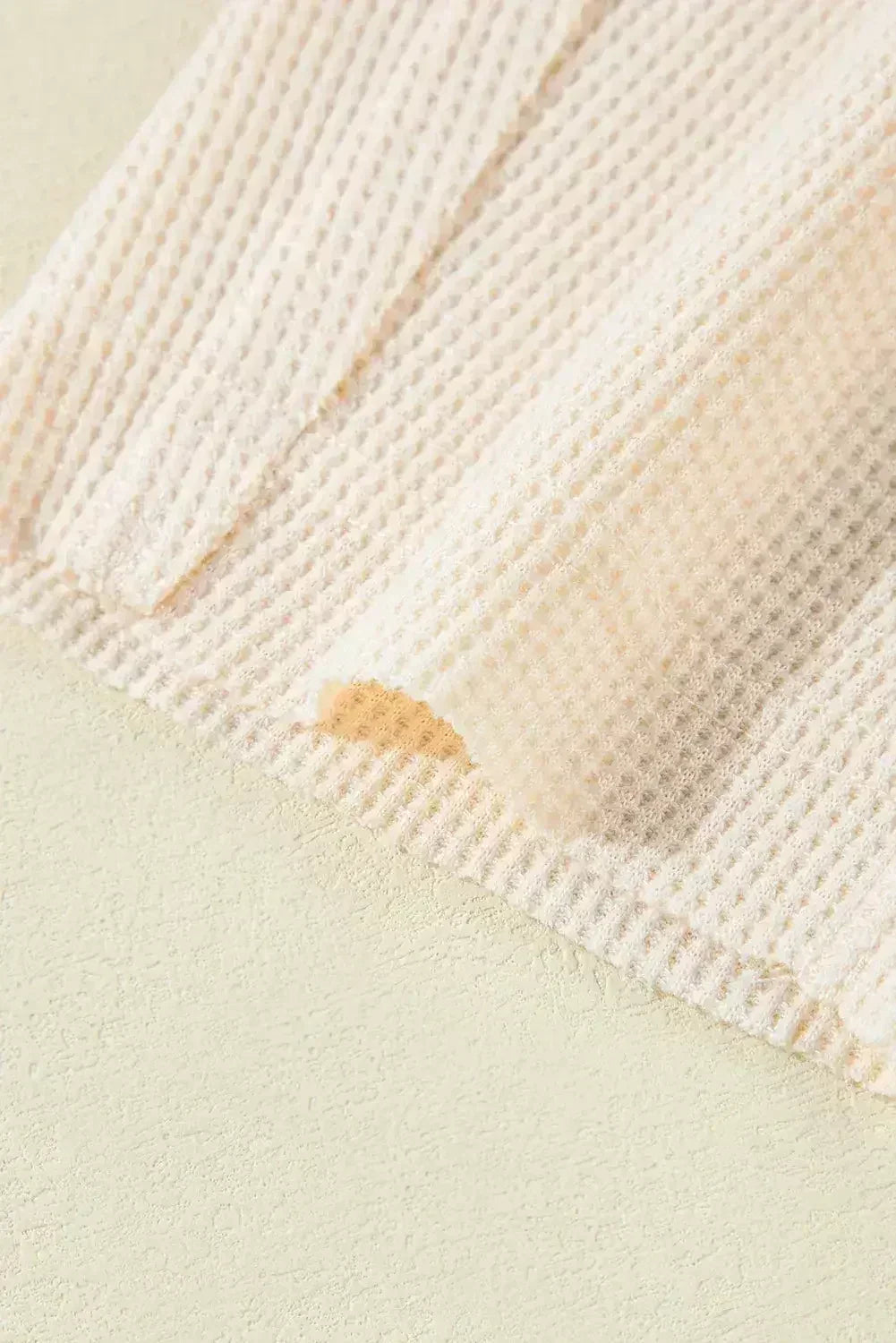 Pink Waffle Long Sleeve Collared Half Button Relaxed Fit Top