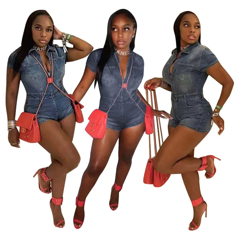 Demin Overalls Women Jumpsuits Mom Jeans One Piece Short Pants High Waist Rompers Y2k Streetwear Jumpsuit Summer 2025 Bodycon