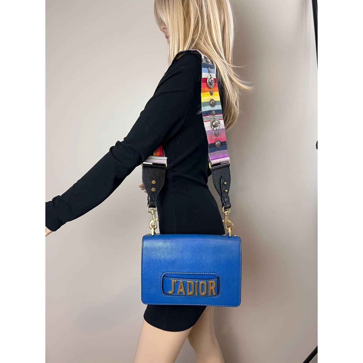 Christian Dior CD J'ADIOR Blue Flap Leather Shoulder Bag