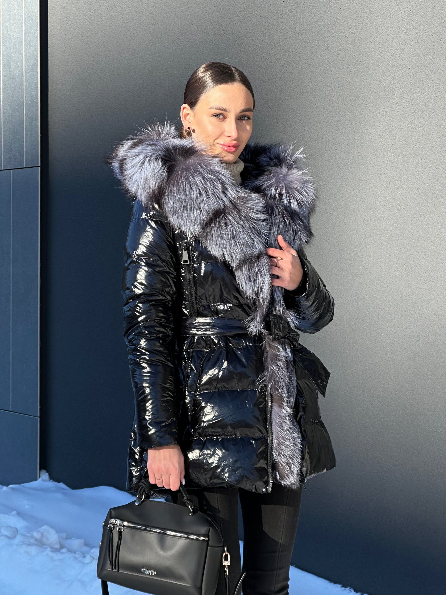 Onyx Genuine Silver Fox Fur Down Parka