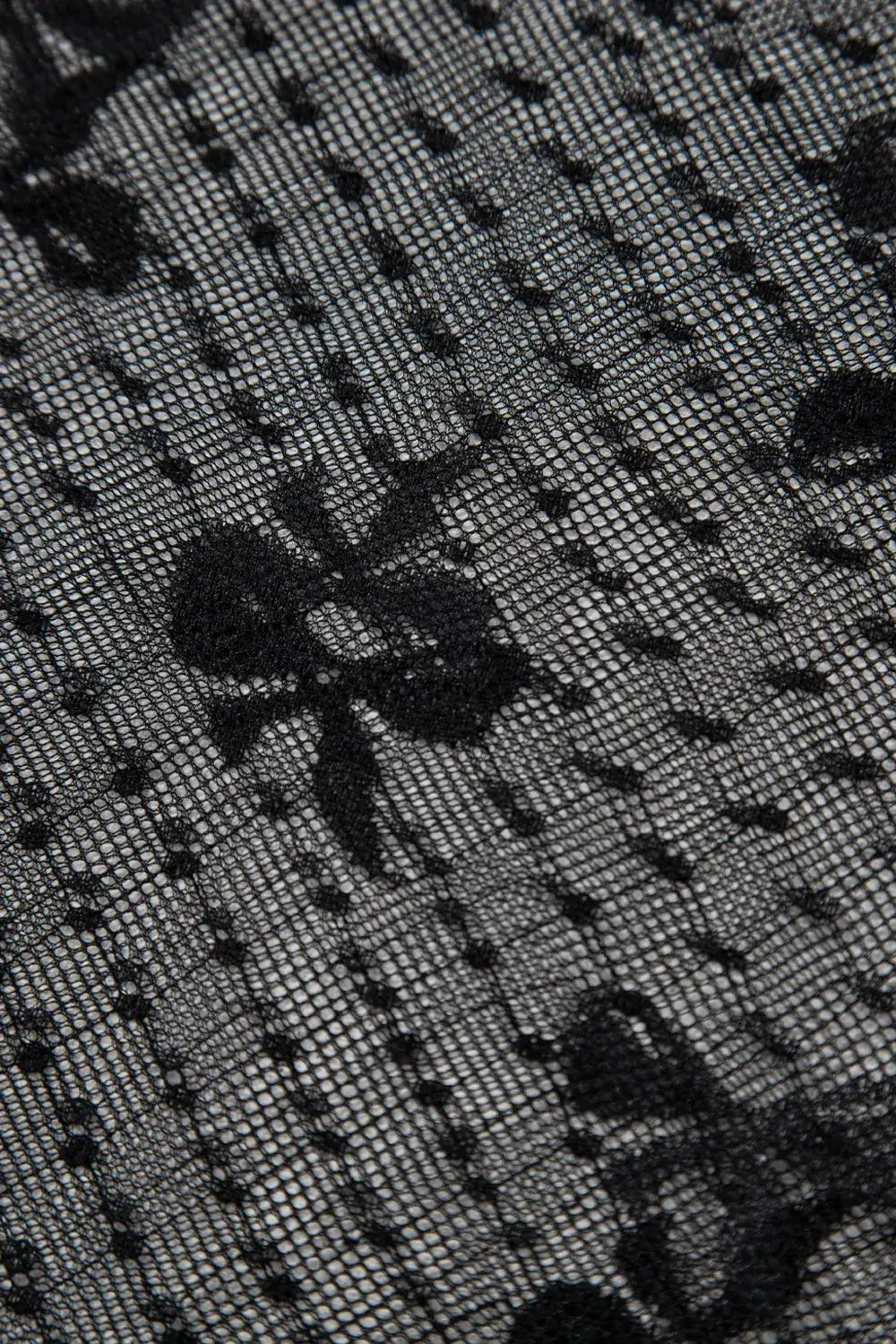 Bow Round Neck Sheer Lace Top With Stretch Fabric Imported