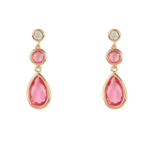 Pink Tourmaline Drop Earrings | Rose Gold Birthstone Jewelry - Femstylo