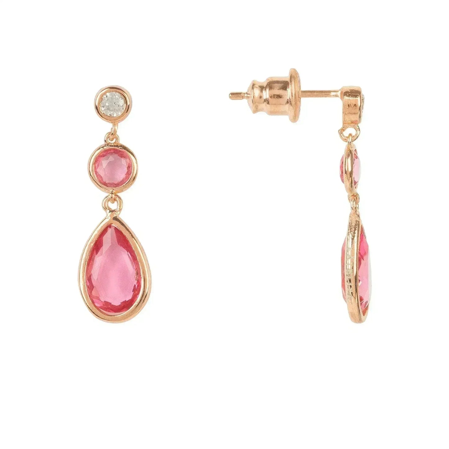 Pink Tourmaline Drop Earrings | Rose Gold Birthstone Jewelry - Femstylo