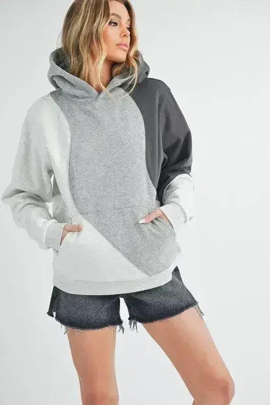 Aemi + Co Color Block Hoodie with Kangaroo Pocket
