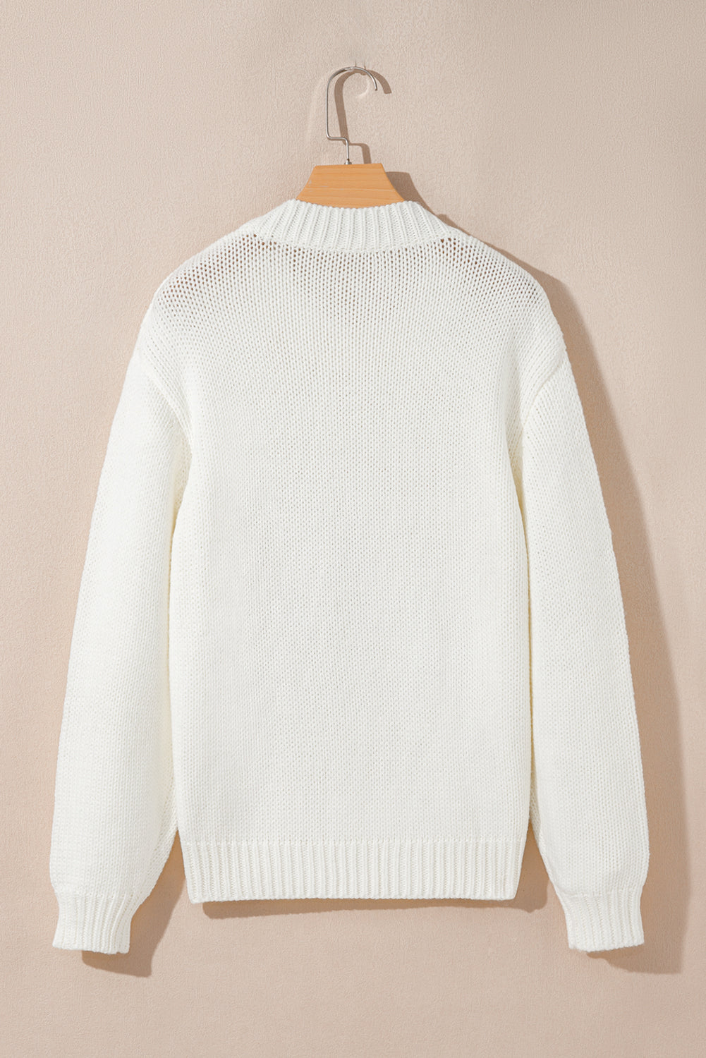 White Embroidered Bow Graphic Drop Shoulder Sweater