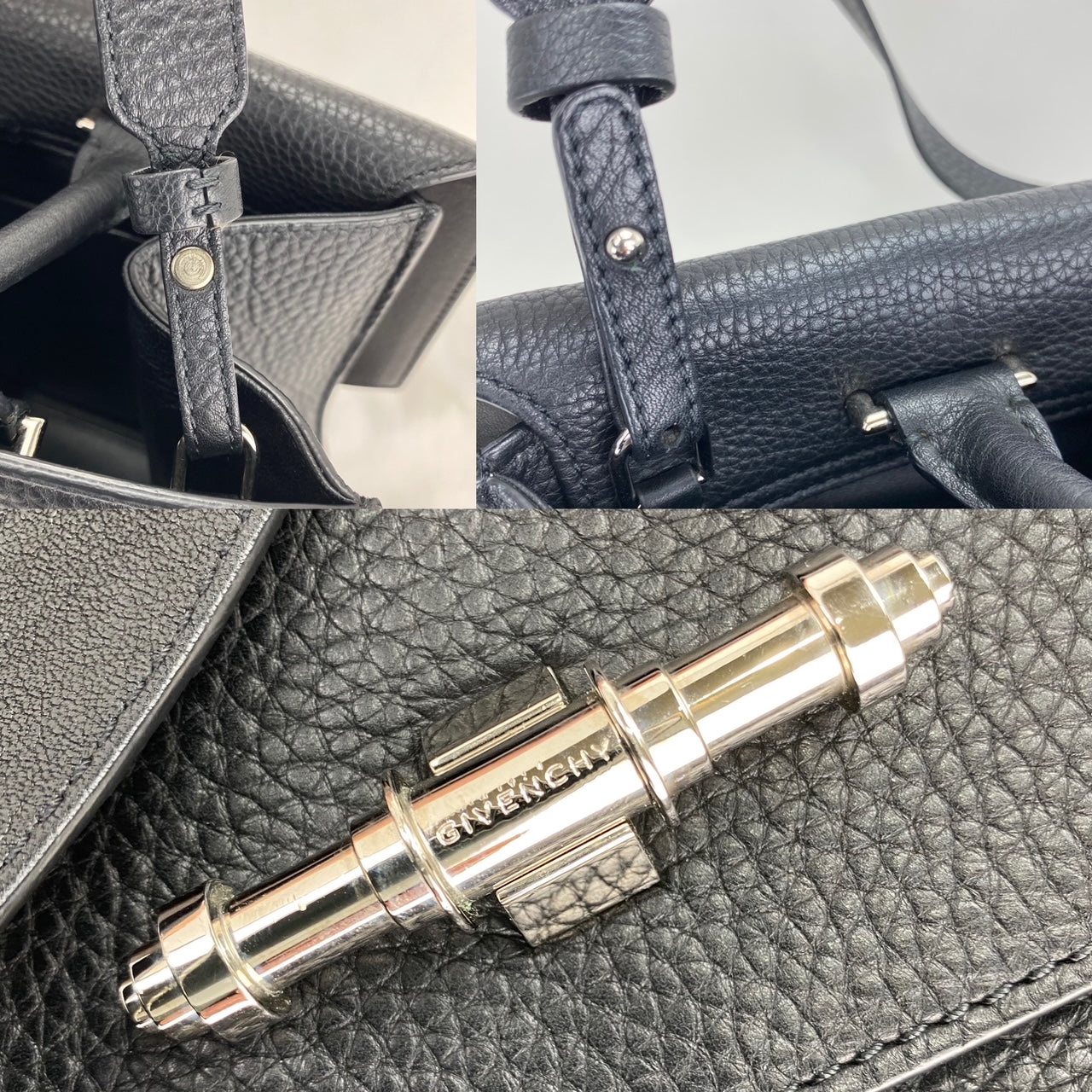 Givenchy Obsedia Medium Flap Black Pebbled Calfskin Satchel Hand Bag