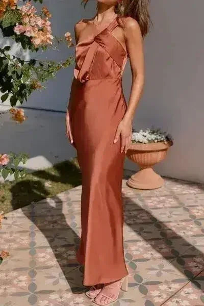 One Shoulder Sleeveless Maxi Dress