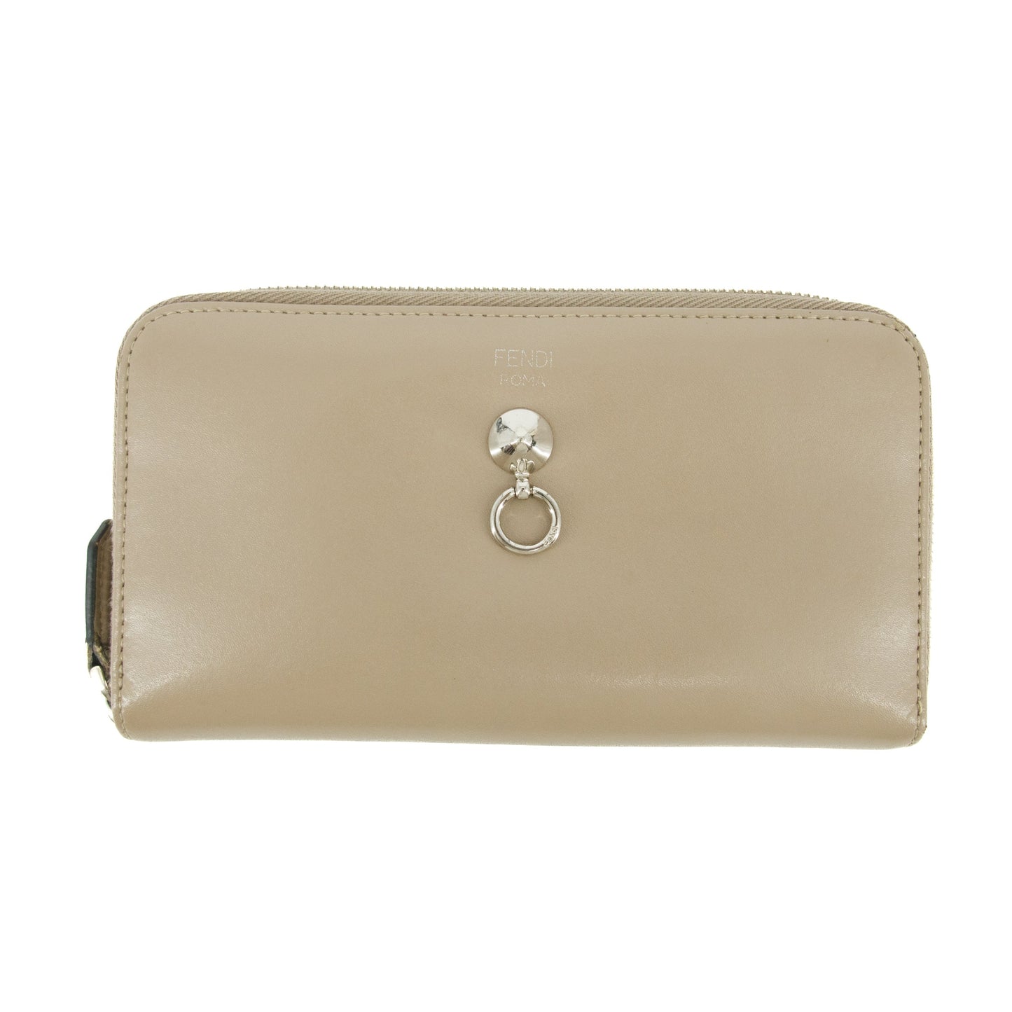 Fendi Grey Leather Zip Around Long Wallet #5189
