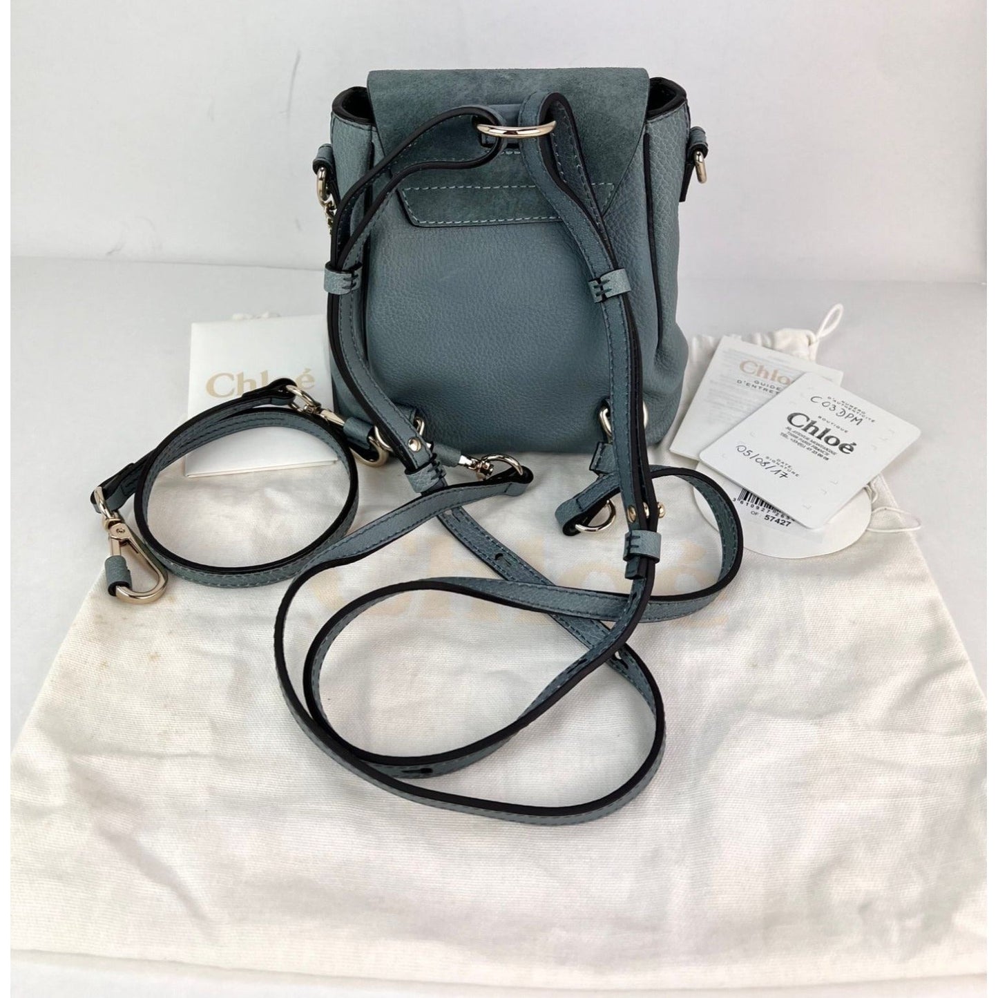 Chloe Blue Faye Mini Suede and Leather Backpack Bag