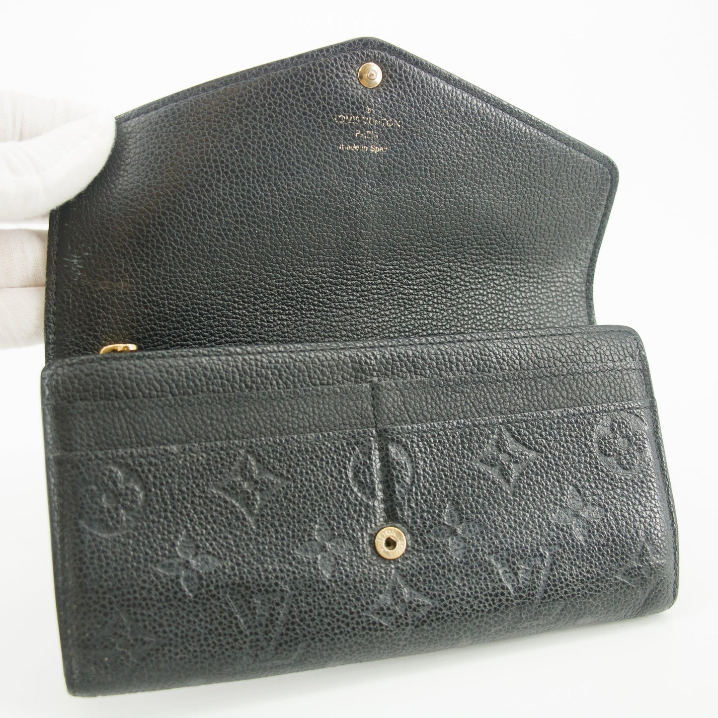 Louis Vuitton Monogram Empreinte Portefeuille Black Leather Wallet #5297