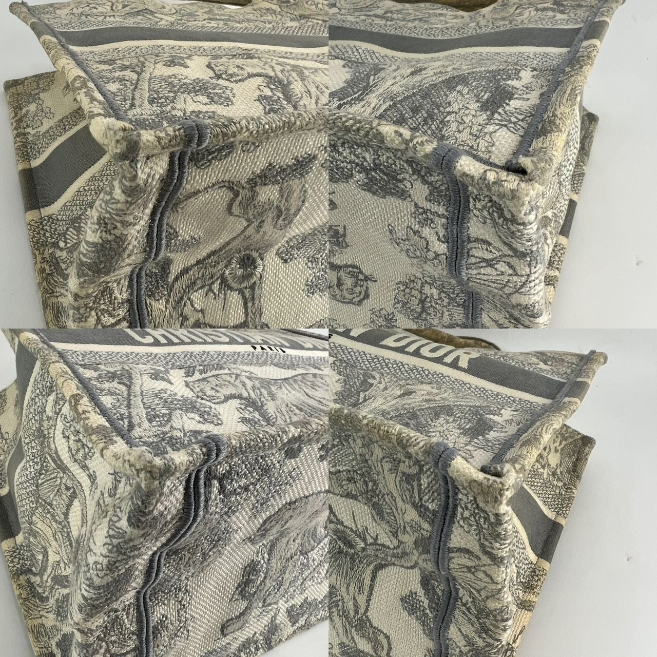 CHRISTIAN DIOR Medium Dior Book Gray Embroidery Tote
