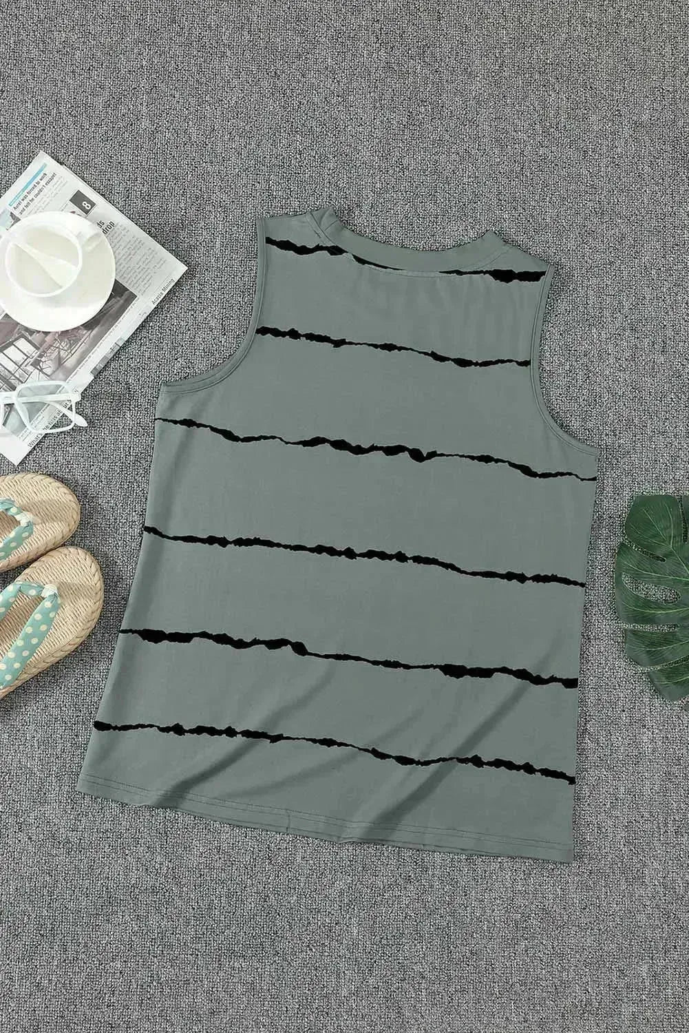 Apricot Allover Leopard Print Round Neck Tank Top