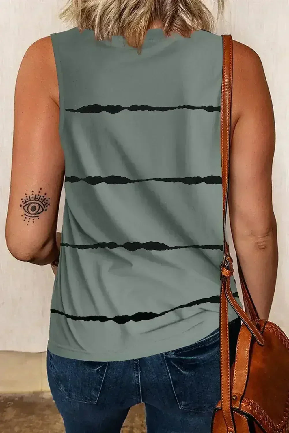 Apricot Allover Leopard Print Round Neck Tank Top
