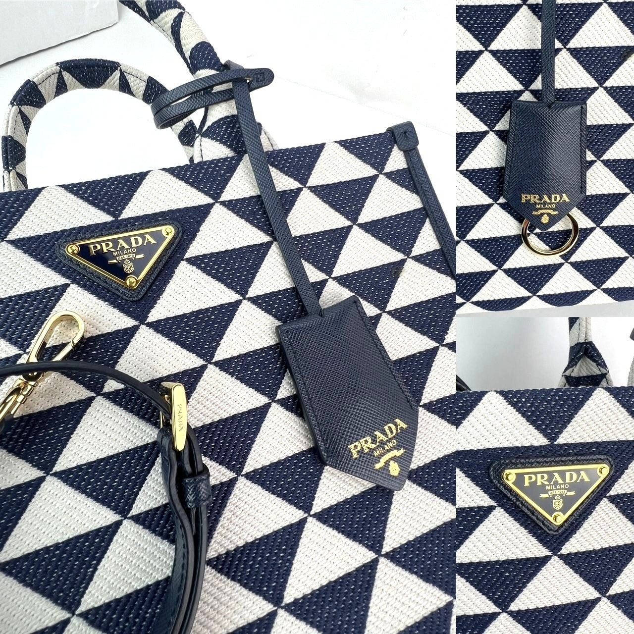 Prada Small Symbole Embroidered Fabric Handbag