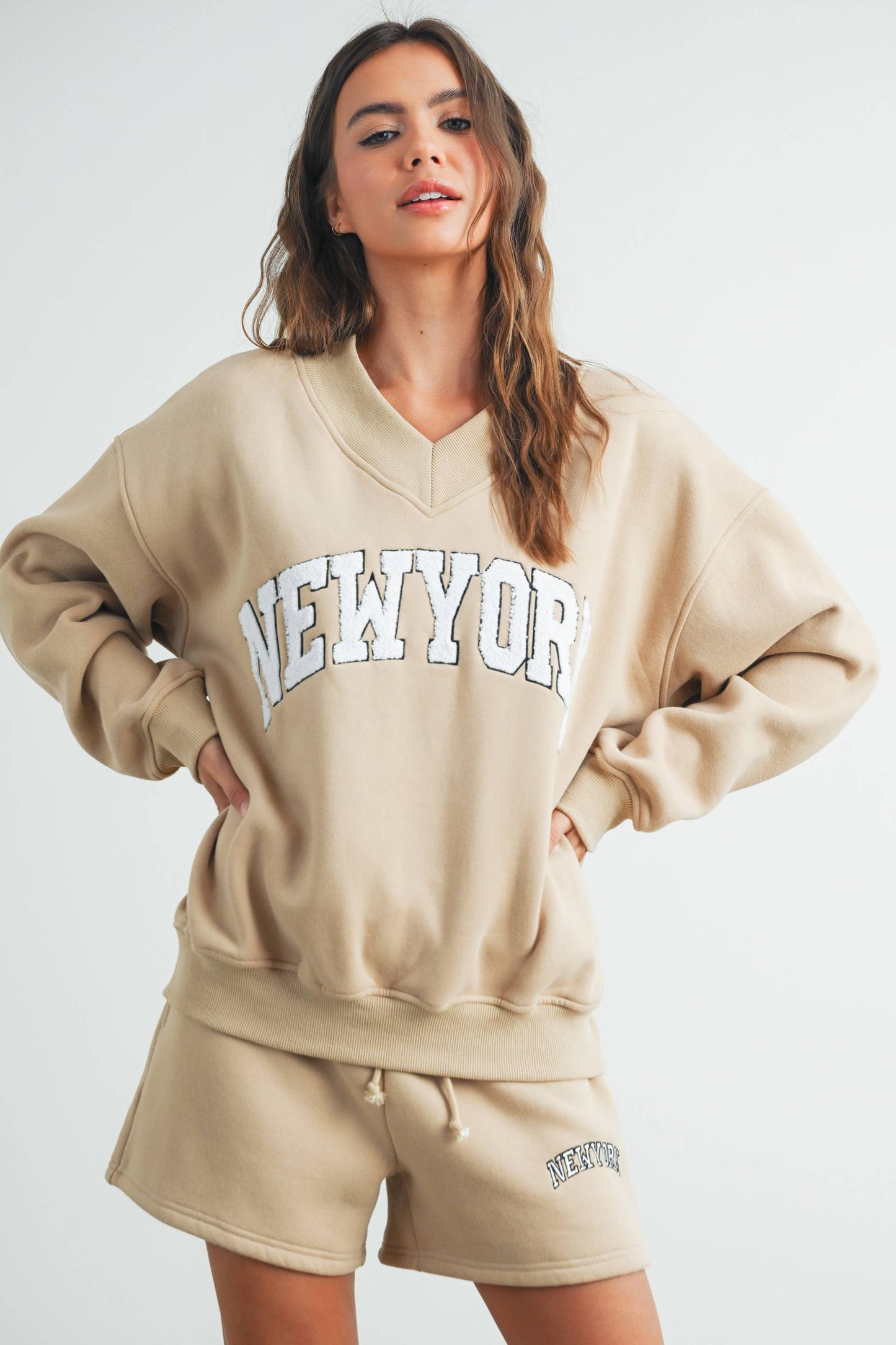 Sweat-shirt col V New York