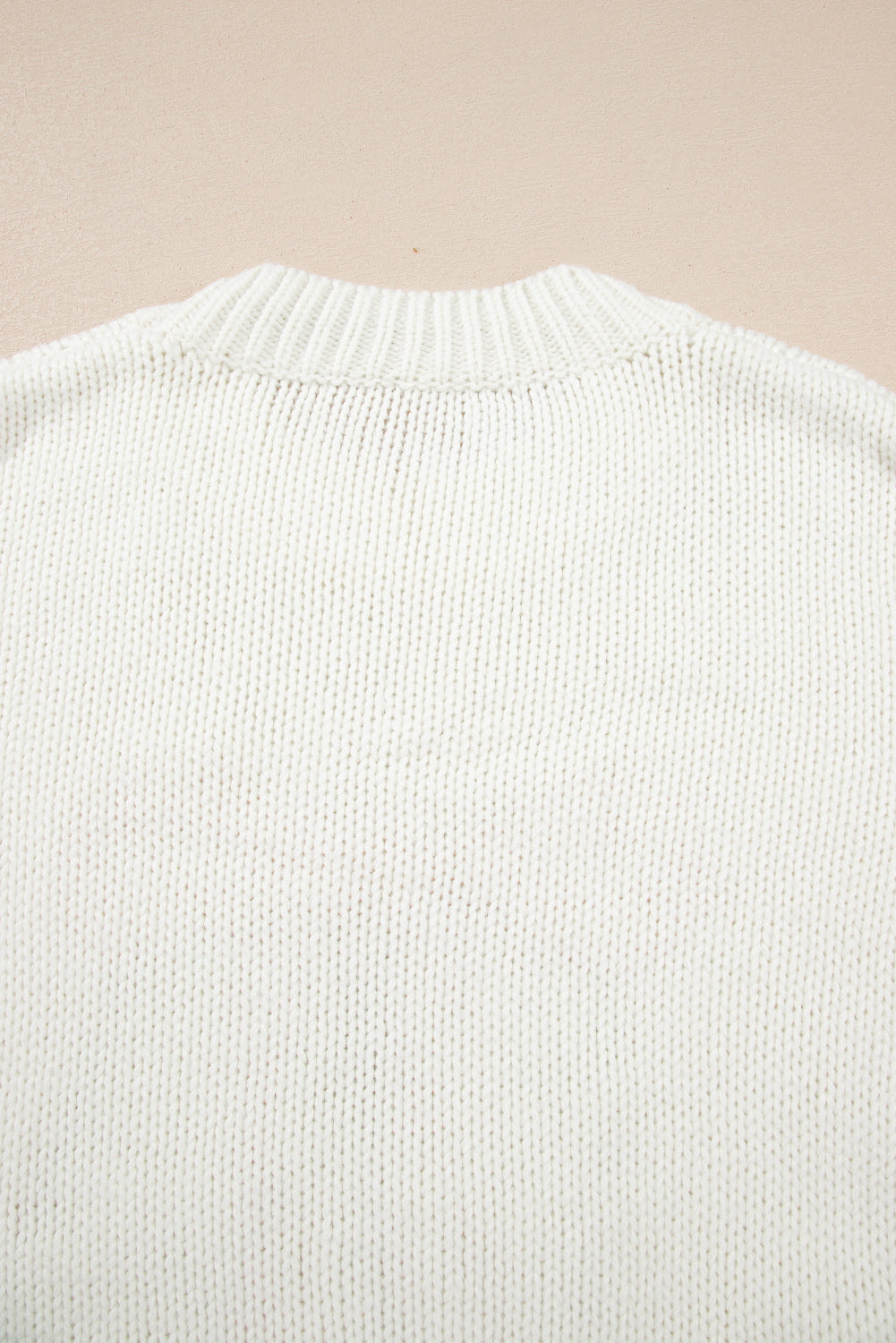 White Embroidered Bow Graphic Drop Shoulder Sweater