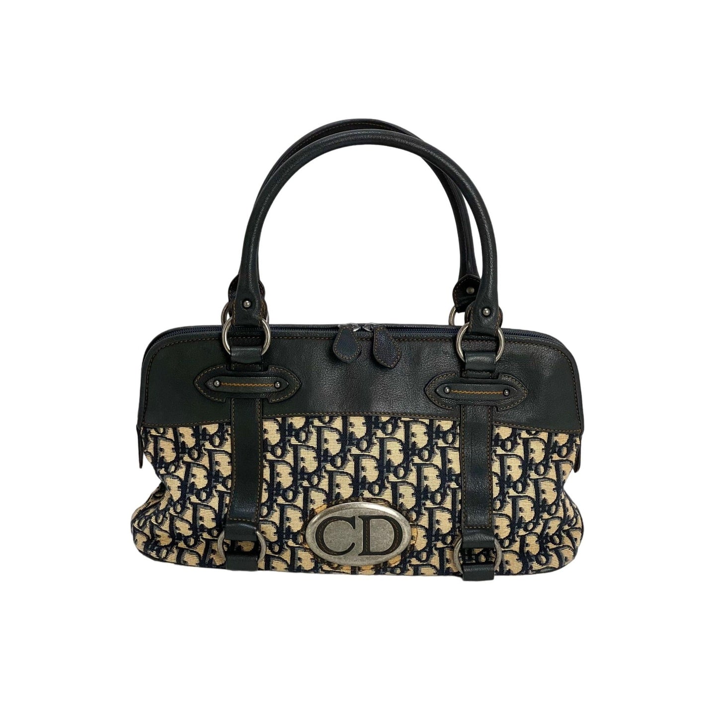 CHRISTIAN DIOR Monogram Trotter CD Blue Canvas Hand Bag