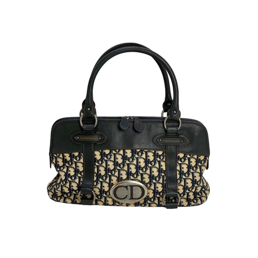 CHRISTIAN DIOR Monogram Trotter CD Blue Canvas Hand Bag