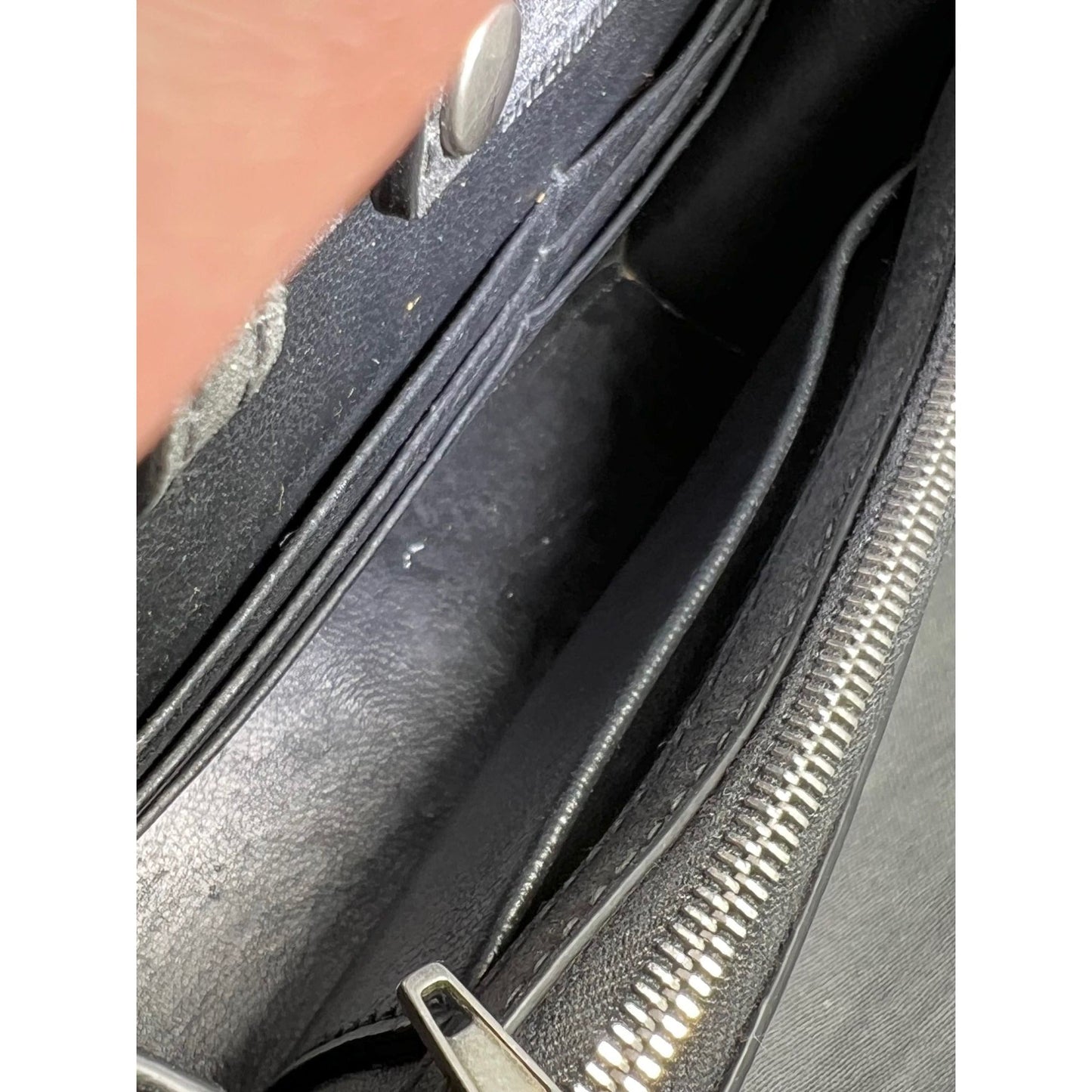 BALENCIAGA Hourglass Wallet On Chain Black Glitter Clutch Shoulder Bag