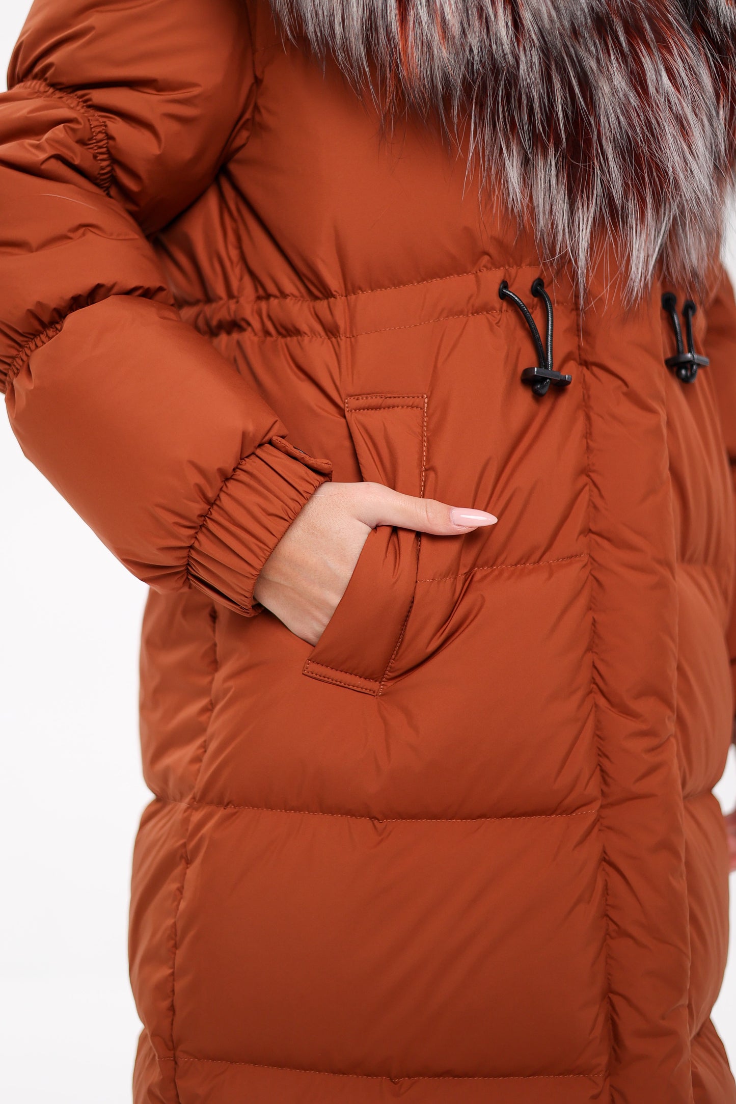 Genuine Silver Fox Fully Lined Hood Down Filled Coat