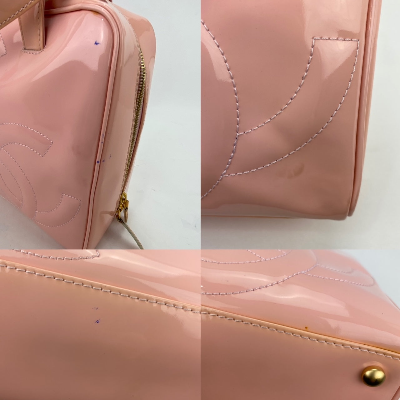 Sac à bandoulière Chanel Triple CC en cuir verni rose de taille moyenne, d'occasion