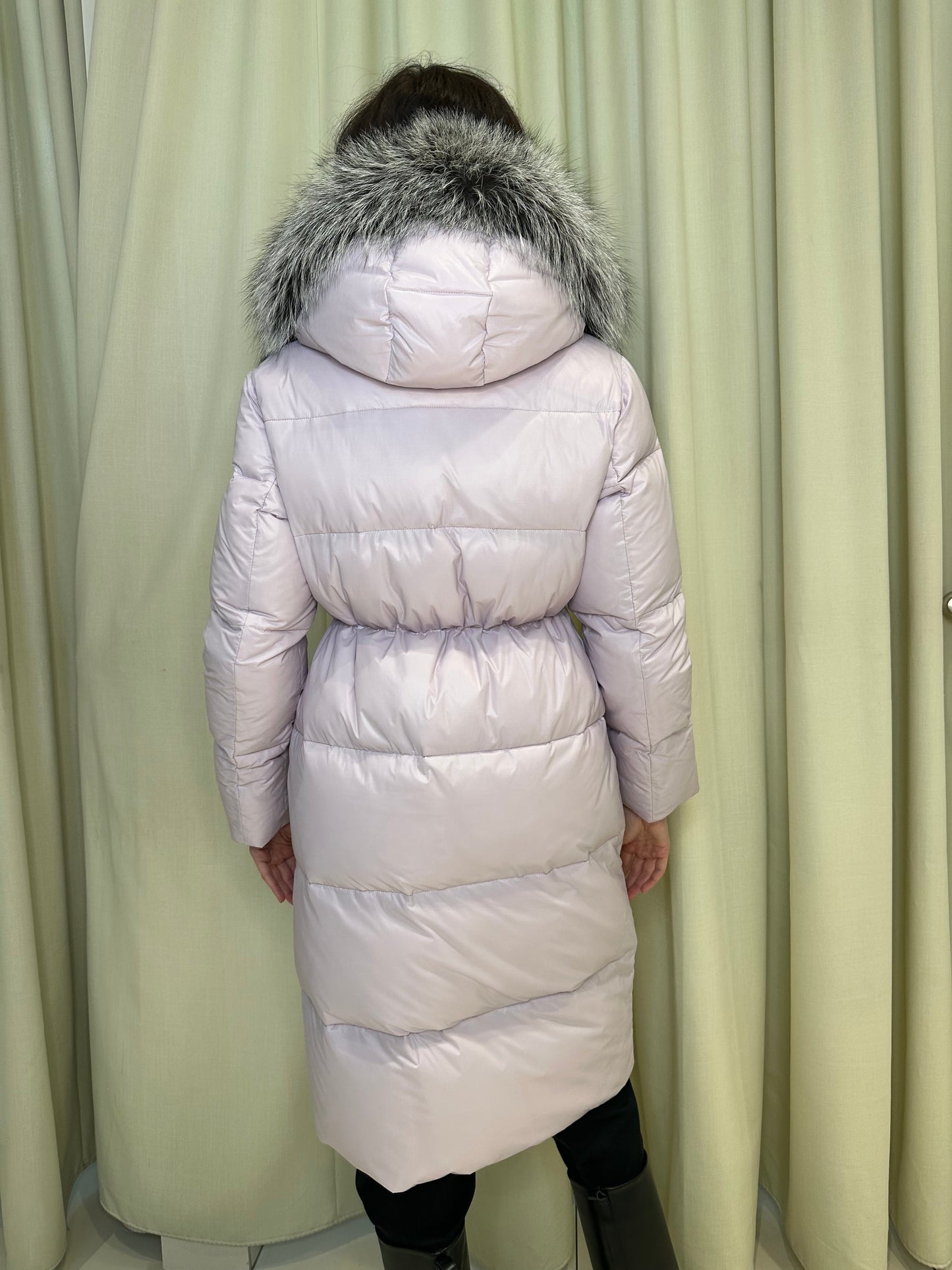 Mirabelle Genuine Silver Fox Fur Down Fill Coat