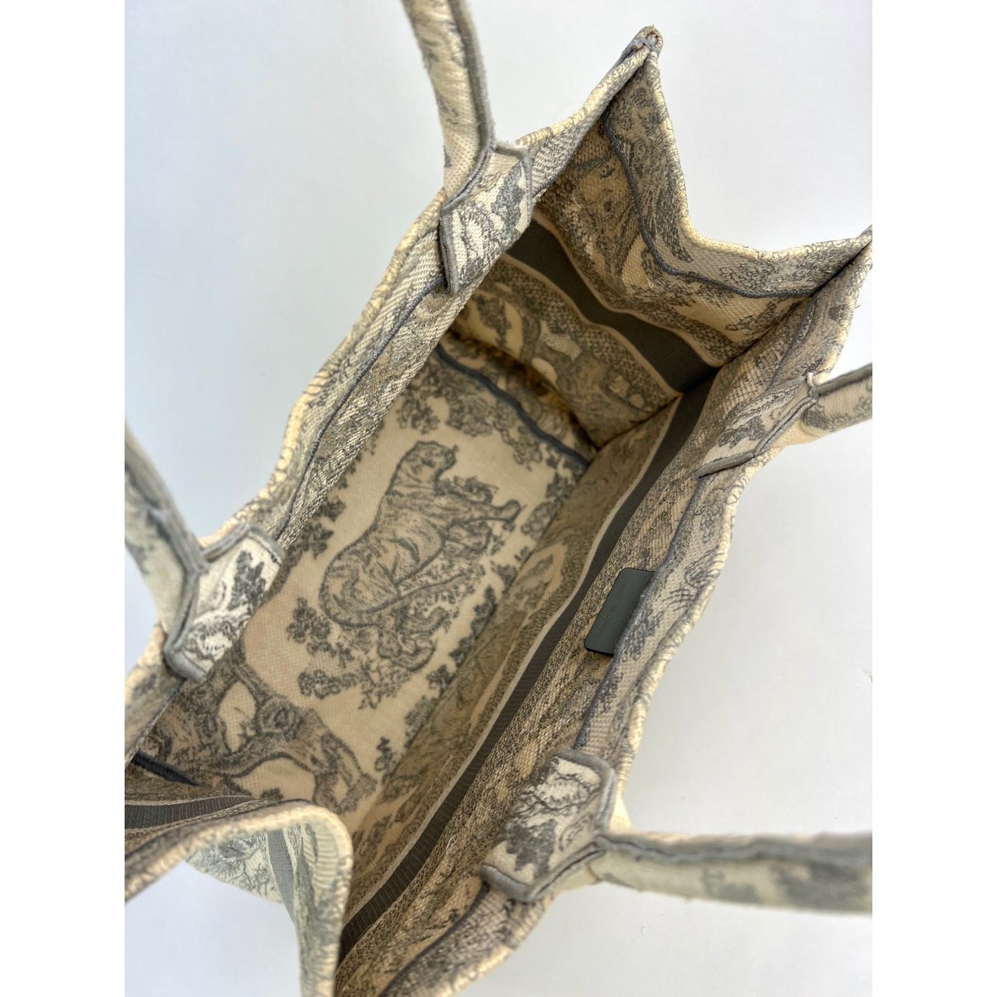 CHRISTIAN DIOR Medium Dior Book Gray Embroidery Tote