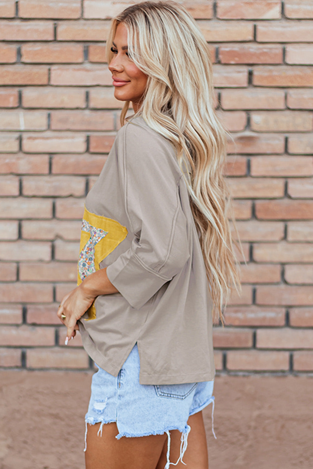 Naomi Floral Starbust Exposed Seam Mineral Wash Top