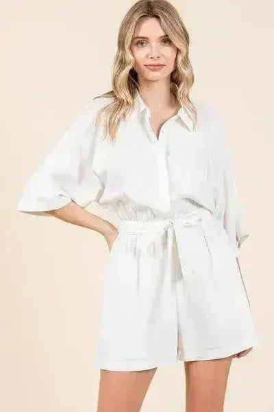 Mittoshop Tie Waist Half Sleeve Romper