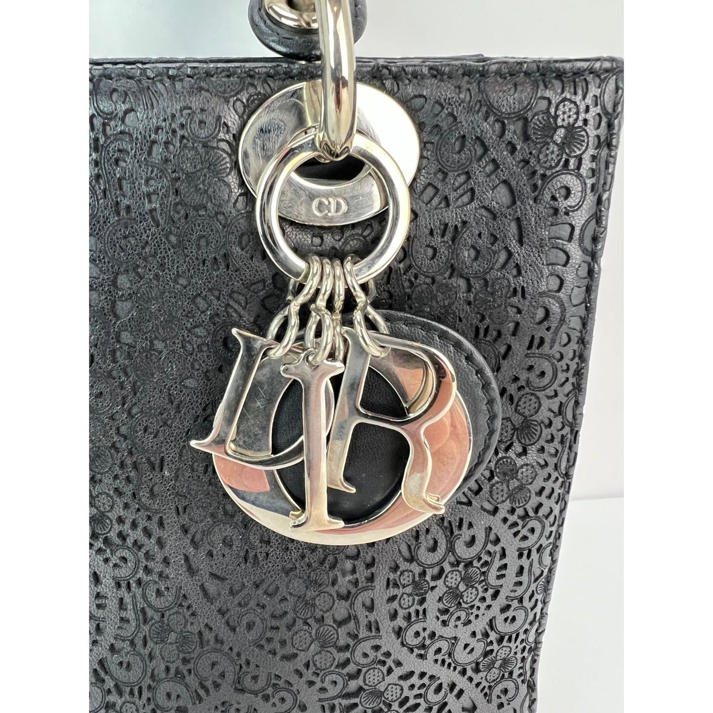 Christian Dior Medium Lady Laced Black Leather Limited Edition Shoulder Bag