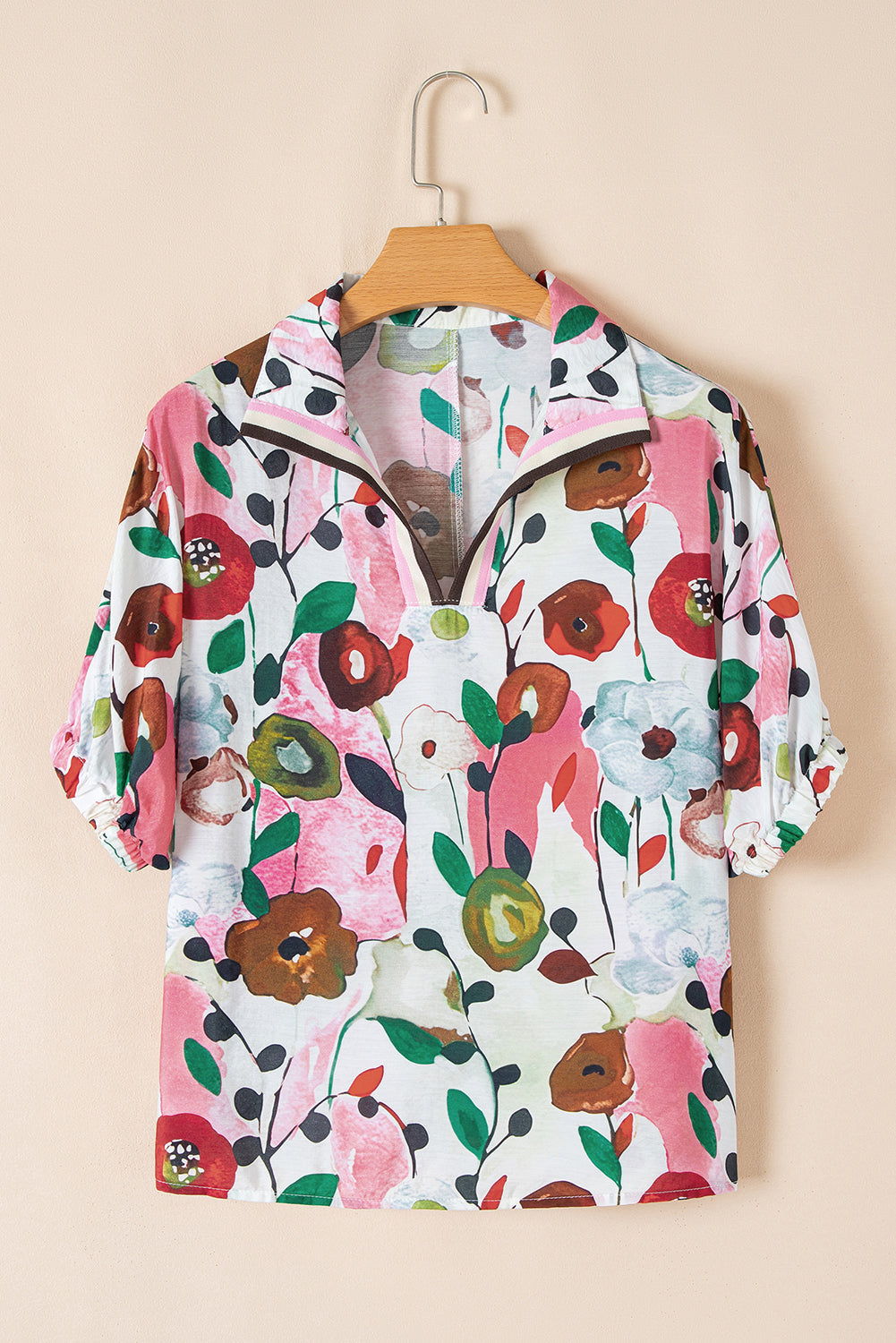 Adele Floral Slit V Neck Blouse