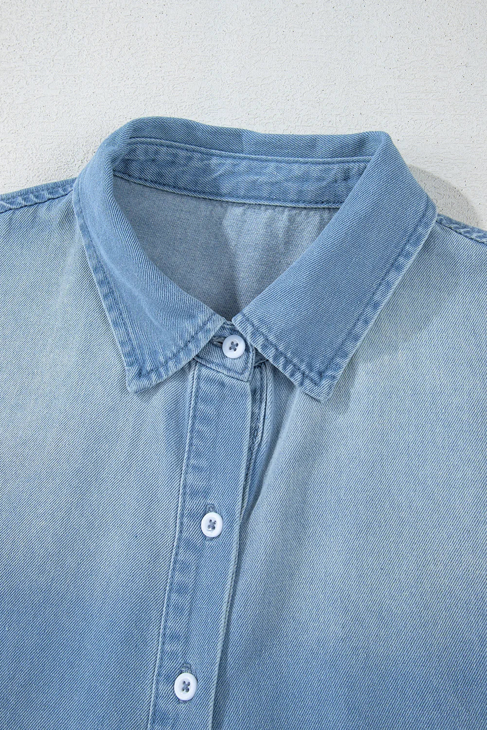 Beau Blue Washed Raw Hem Denim Shirt Dress