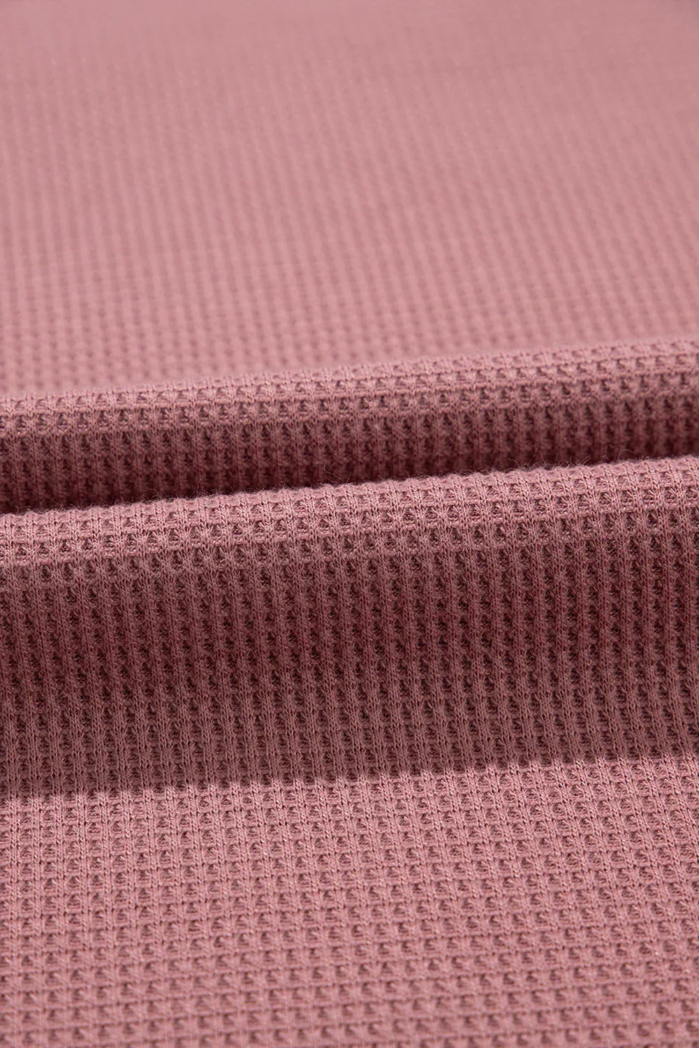 Blue Exposed Seam Drop Sleeve V Neck Waffle Textured Top