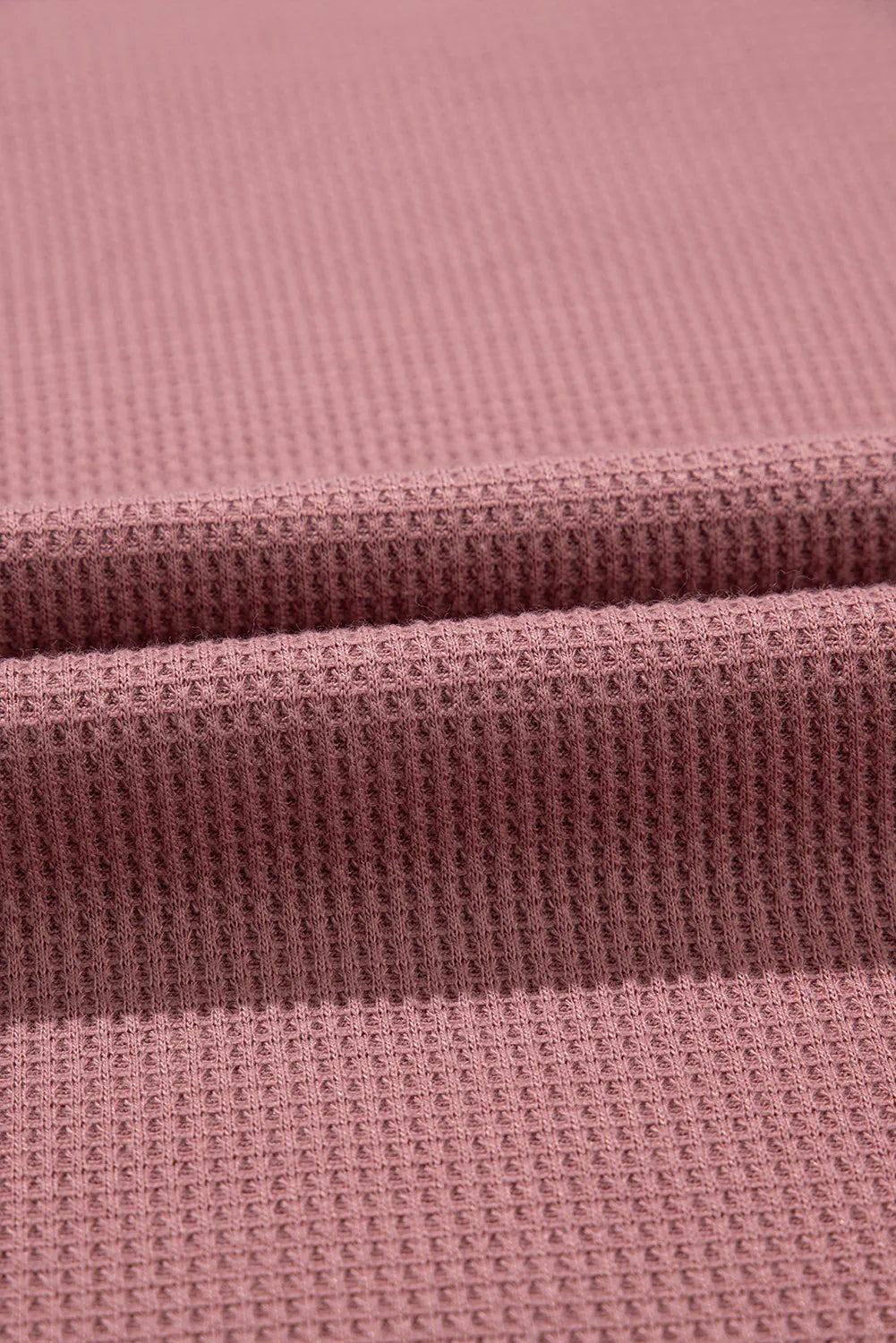 Blue Exposed Seam Drop Sleeve V Neck Waffle Textured Top