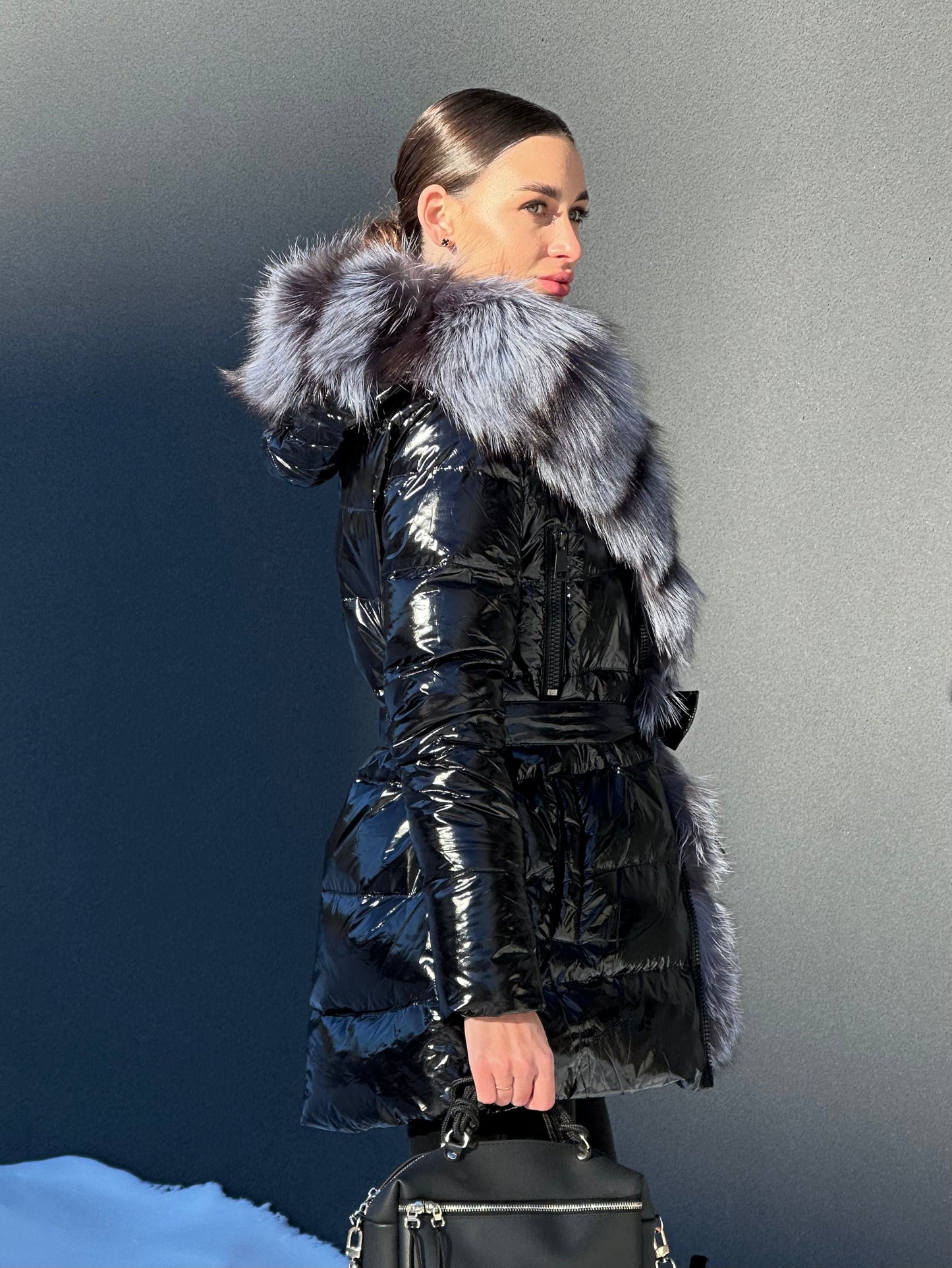 Onyx Genuine Silver Fox Fur Down Parka